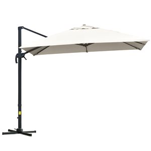 Parasol pour la cour blanc crème de 9,7 pi par Outsunny avec base et manivelle