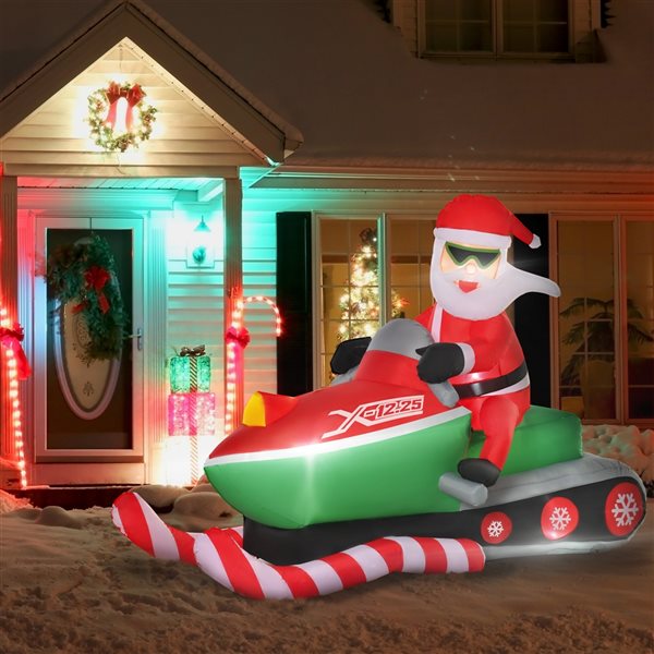 HomCom 5-ft Internal Light Santa on Snowmobile Christmas Inflatable