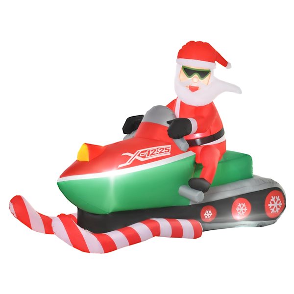 HomCom 5-ft Internal Light Santa on Snowmobile Christmas Inflatable