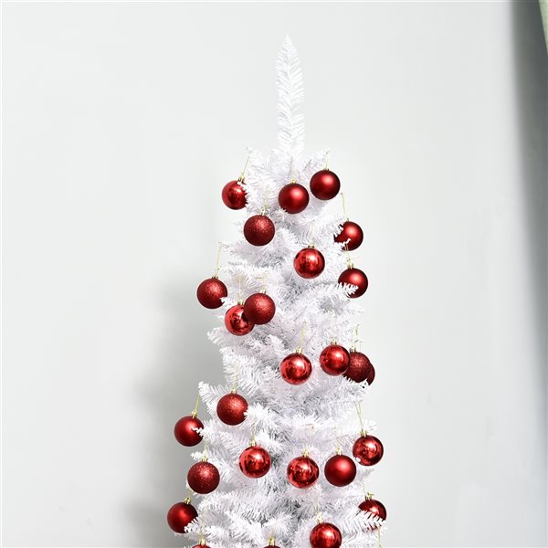 HomCom 6-ft Leg Base Slim Rightside-Up White Artificial Christmas Tree