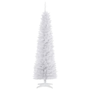 HomCom 6-ft Leg Base Slim Rightside-Up White Artificial Christmas Tree