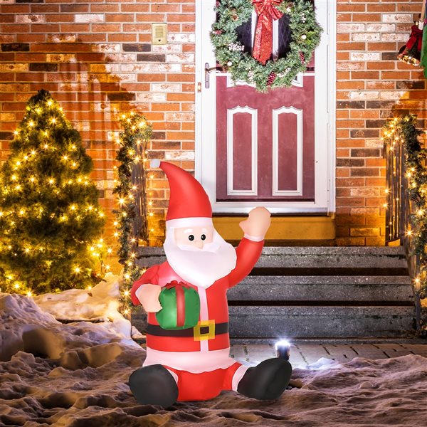 HomCom 4-ft Internal Light Santa Christmas Inflatable