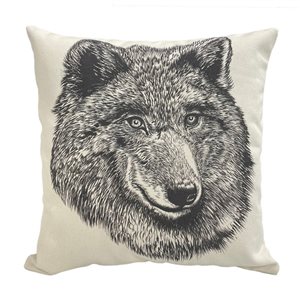 IH Casa Decor White 18-in x 18-in Square Indoor Decorative Pillows (Wolf) - Set of 2