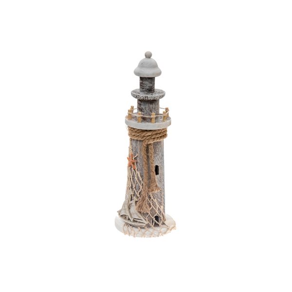 iH casadécor 11.5-in Wood Lighthouse Tabletop Decoration