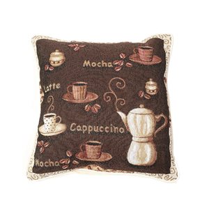 IH Casa Decor Brown 18-in x 18-in Square Indoor Decorative Pillows (Coffee Drinks) - Set of 2