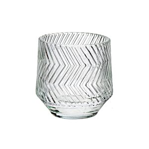 iH casadécor Herringbone Pattern Glass Candle Holder - Set of 4