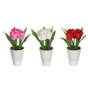 Tulipes artificielles couleurs assorties de 7,9 po, ensemble de 3