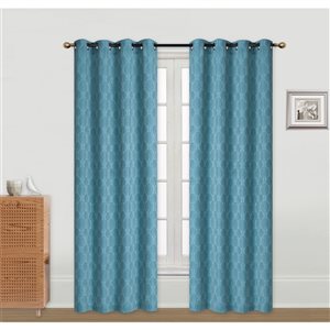 IH Casa Decor 96-in Blue Polyester Semi-Sheer Not Lined Curtain Panel Pair