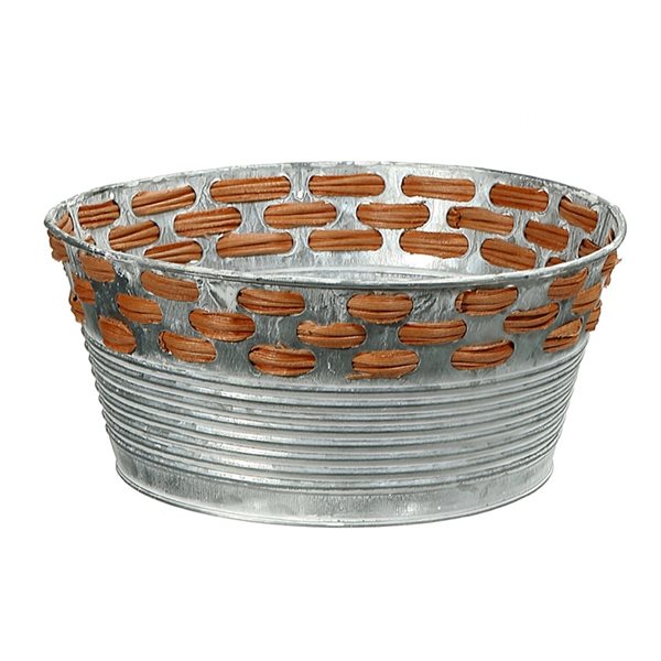 iH casadécor 9.5-in W x 4.3-in H Silver Metal Planter