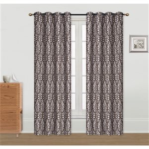 IH Casa Decor 84-in Brown Polyester Semi-Sheer Not Lined Curtain Panel Pair