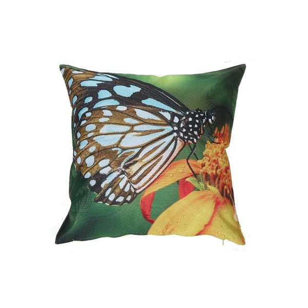 IH Casa Decor Orange 18-in x 18-in Square Outdoor Decorative Pillows (Monarch Butterfly) - Set of 2