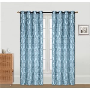 IH Casa Decor 96-in Teal Polyester Semi-Sheer Not Lined Curtain Panel Pair