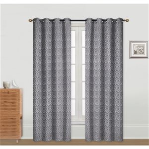 IH Casa Decor Grey 96-in Polyester Semi-Sheer Not Lined Curtain Panel Pair