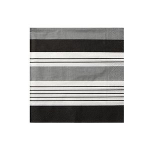 IH Casa Decor 20-Pack 3-Ply Paper Napkins (Black Striped) - Set of 6