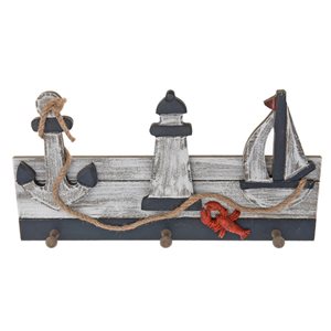 IH Casa Decor 3-Hook Wooden Nautical Wall Mount Coat Rack