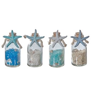 IH Casa Decor Multicolour Sand and Seashell Glass Bottles - Set of 4