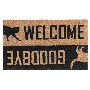 iH casadécor 1 1/2-ft x 2 1/2-ft Brown Rectangular Outdoor Door Mat (Welcome/Goodbye)