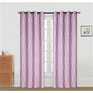 IH Casa Decor 84-in Pink Polyester Semi-Sheer Not Lined Curtain Panel Pair