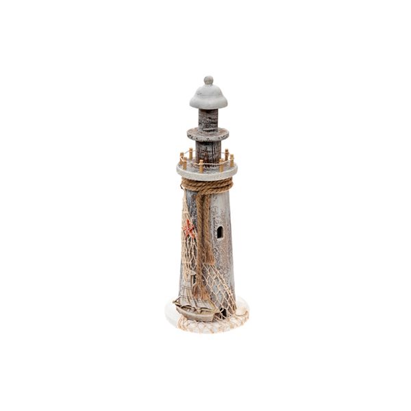 iH casadécor 16.5-in Wood Lighthouse Tabletop Decoration