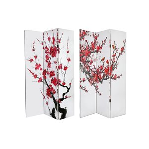 IH Casa Decor 3-Panel Cherry Blossoms Polypropylene Folding Contemporary/Modern Double-Sided Room Divider