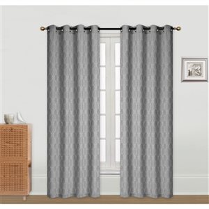 IH Casa Decor 96-in Grey Polyester Semi-Sheer Not Lined Curtain Panel Pair