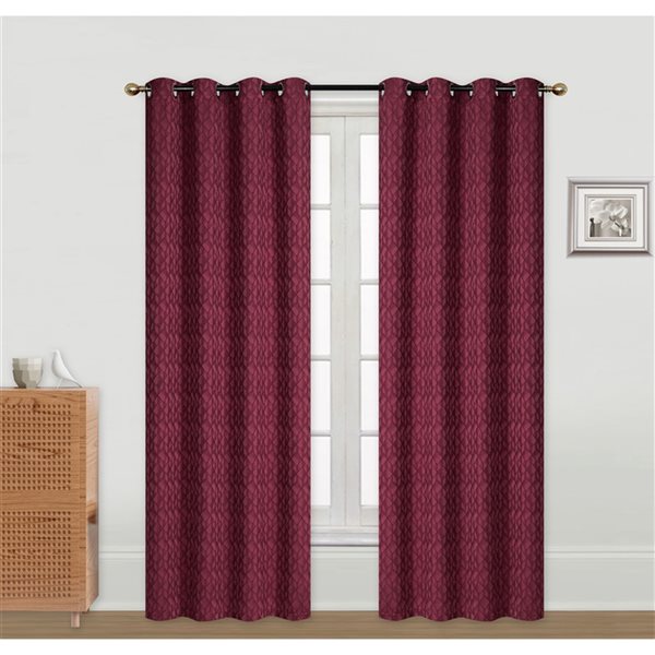 iH casadécor 96-in Red Polyester Semi-Sheer Not Lined Curtain Panel Pair