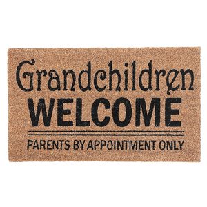 iH casadécor 1 1/2-ft x 2 1/2-ft Brown Rectangular Outdoor Door Mat (Grandchildren Welcome)