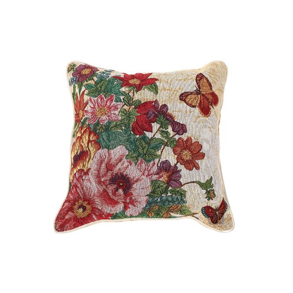 IH Casa Decor Red 18-in x 18-in Square Indoor Decorative Pillows (Floral Garden) - Set of 2
