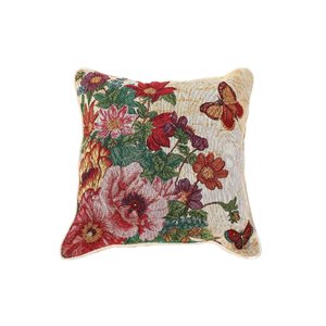 IH Casa Decor Red 18-in x 18-in Square Indoor Decorative Pillows (Floral Garden) - Set of 2