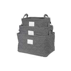 IH Casa Decor 15-in W x 9.05-in H x 10.25-in D Grey Polyester Baskets - 3-Pack