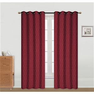 IH Casa Decor 96-in Burgundy Polyester Semi-Sheer Not Lined Curtain Panel Pair