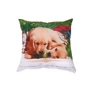 IH Casa Decor Multicolour 18-in x 18-in Square Indoor Decorative Pillows (Dogs Chewing Ball) - Set of 2