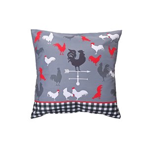 IH Casa Decor Grey 18-in x 18-in Square Indoor Decorative Pillows (Farmhouse Rooster) - Set of 2