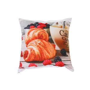 IH Casa Decor Multicolour 18-in x 18-in Square Indoor Decorative Pillows (Croissant Cafe) - Set of 2