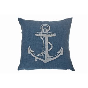 IH Casa Decor 18-in x 18-in Blue Square Indoor Decorative Pillows (Anchor) - Set of 2