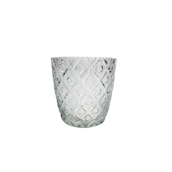 iH casadécor Diamond Pattern Glass Candle Holder - Set of 4