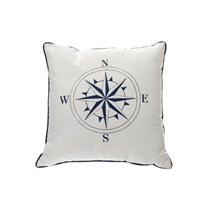 IH Casa Decor White 18-in x 18-in Square Indoor Decorative Pillows (Compass) - Set of 2