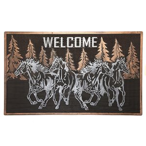 iH casadécor 1 1/2-ft x 2 1/2-ft Bronze Rectangular Outdoor Door Mat (Running Horses)