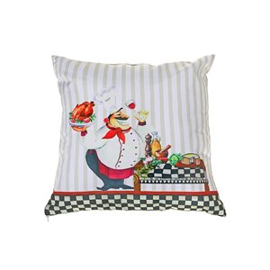 IH Casa Decor Multicolour 18-in x 18-in Square Indoor Decorative Pillows (Chef Serving Chicken) - Set of 2