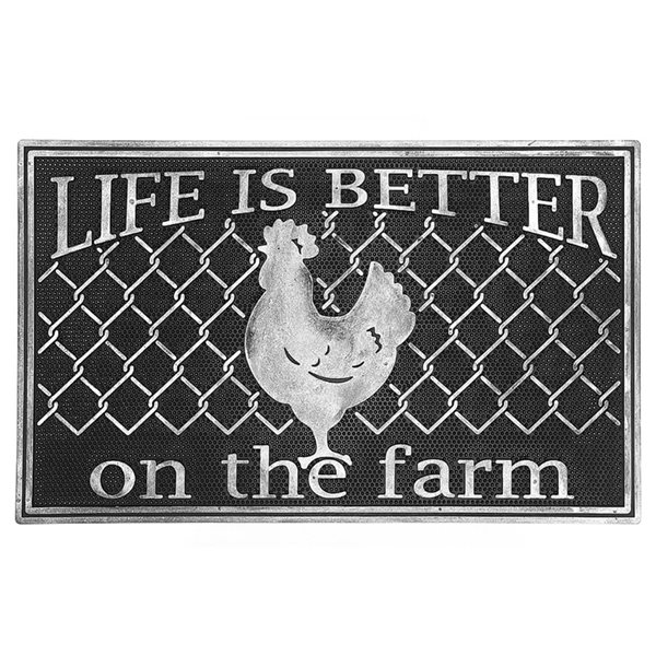 Paillasson extérieur iH casadécor rectangulaire argenté de 1 1/2 po x 2 1/2 po (Life is Better on the Farm)