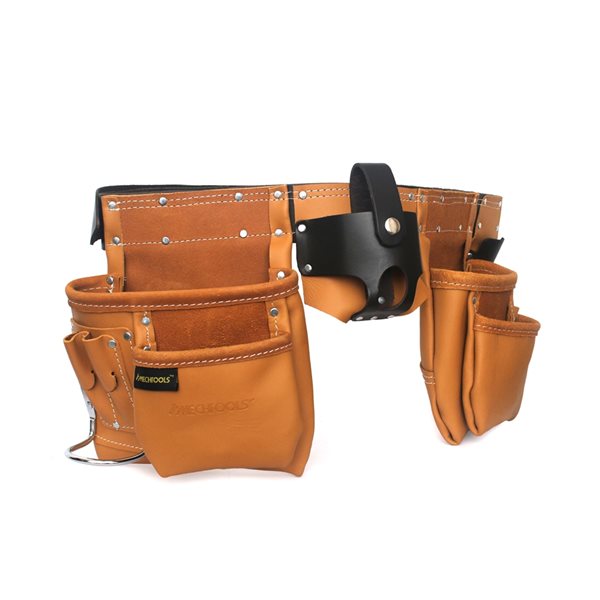 Tablier de charpentier cuir avec ceinture, 2 poches, 2 anneaux