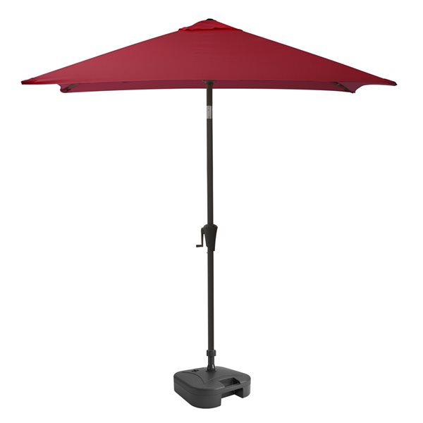 CorLiving 300-Series 9ft Square Tilting Wine Red Patio Umbrella with Umbrella Base