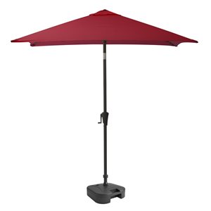 CorLiving 300-Series 9ft Square Tilting Wine Red Patio Umbrella with Umbrella Base