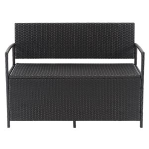 CorLiving Parksville 46-in W x 34-in H Black Resin Wicker Storage Bench