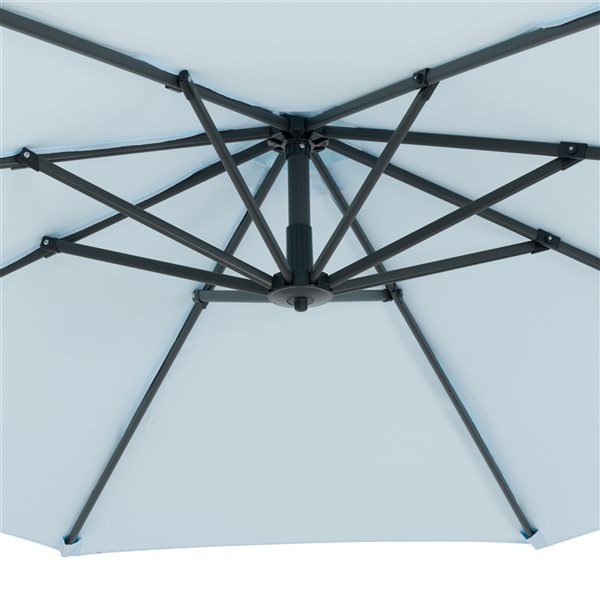 CorLiving 9.5 Ft Cantilever Patio Umbrella in Light Blue with Base