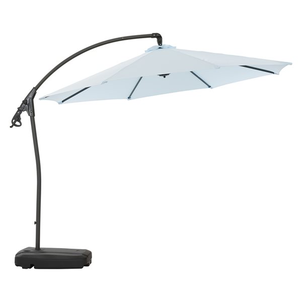 CorLiving 9.5 Ft Cantilever Patio Umbrella in Light Blue with Base