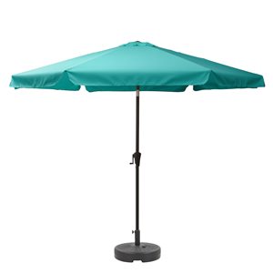 CorLiving 10ft Tilting Turquoise Blue Patio Umbrella and Round Umbrella Base