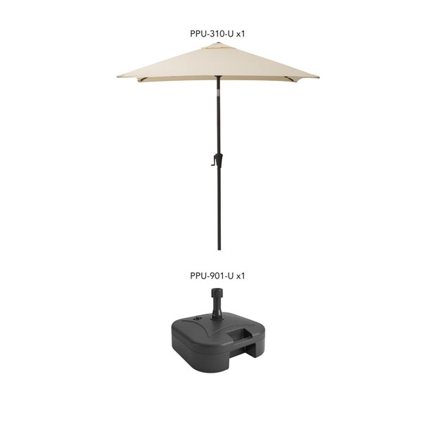 CorLiving 300-Series 9ft Square Tilting Warm White Patio Umbrella with Umbrella Base