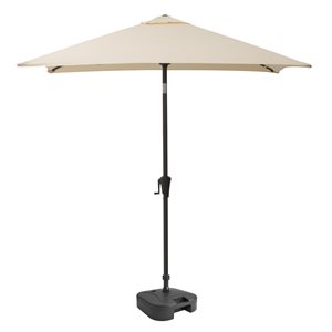 CorLiving 300-Series 9ft Square Tilting Warm White Patio Umbrella with Umbrella Base