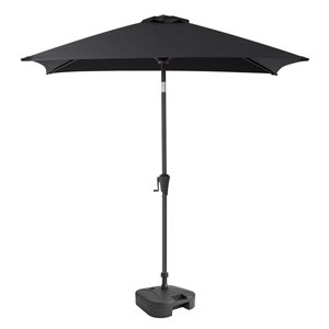 CorLiving Parasol de patio noir inclinable carré de 9 pi de la série 300 avec base de parasol